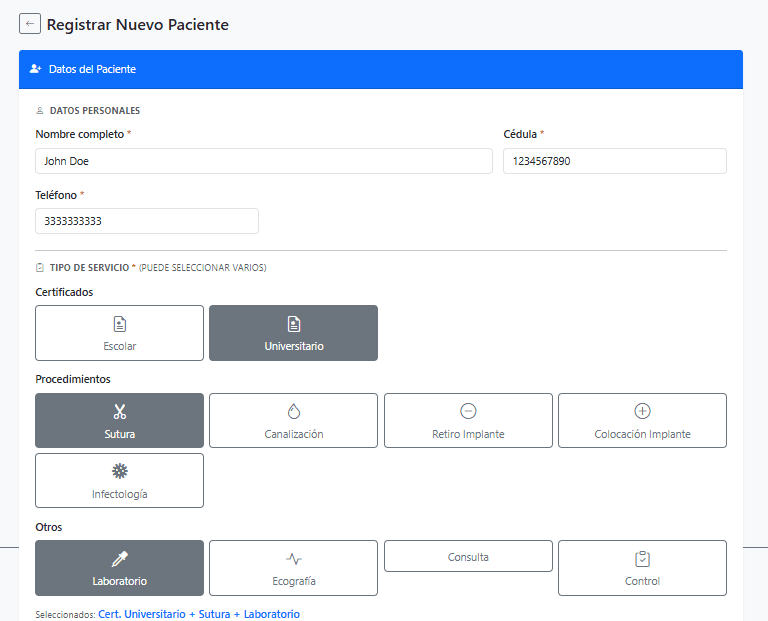 Sistema Médico - Registro de Pacientes