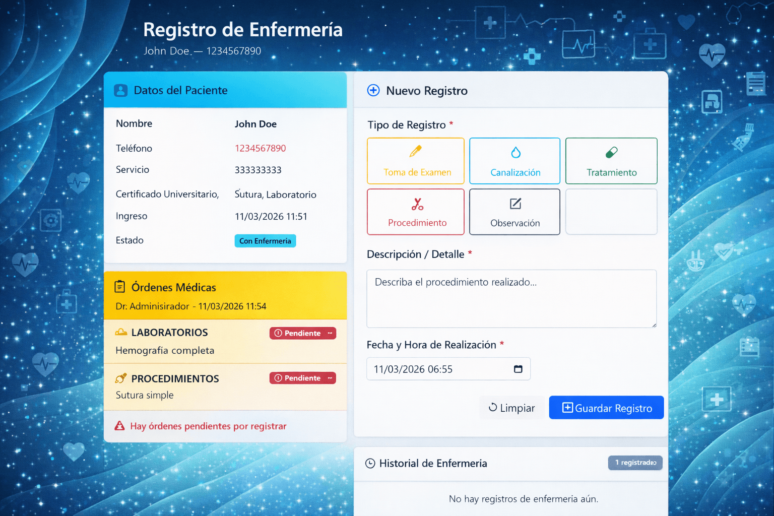 Sistema Médico - Registro de Enfermería